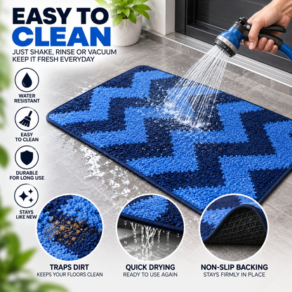 Blue Chevron Floor Mat | Anti-Slip Decorative Door & Home Mat