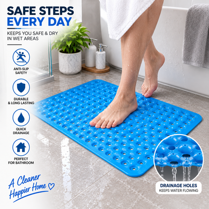 2PC Anti-Slip Bath Mat with Suction Cups | Drainage Shower & Bathroom Mat