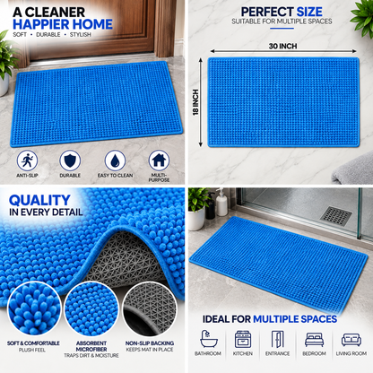 Soft Microfiber Bath Mat | Absorbent Non-Slip Floor Mat | 30 × 18 Inch