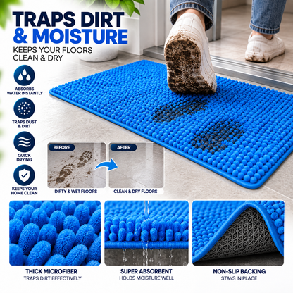 Soft Microfiber Bath Mat | Absorbent Non-Slip Floor Mat | 30 × 18 Inch