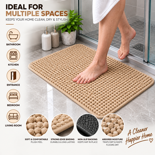 2PC Soft Textured Floor Mat | Non-Slip Door & Bathroom Mat | 23 × 15 Inch