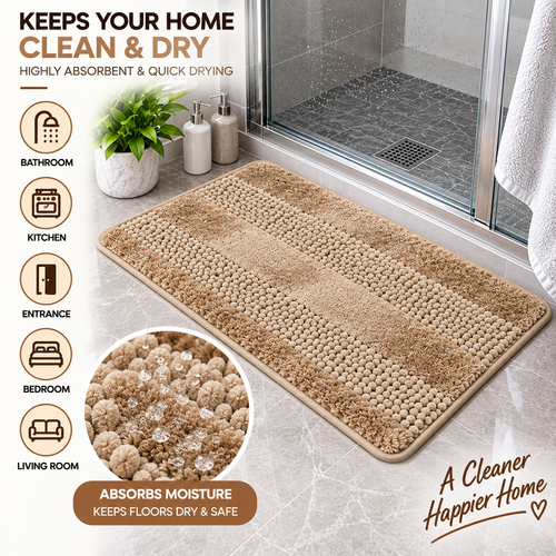 2PC Soft Beaded Bath Mat | Absorbent Non-Slip Floor Mat for Bathroom & Home