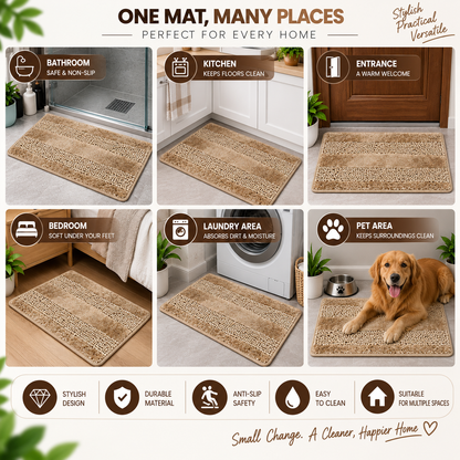2PC Soft Beaded Bath Mat | Absorbent Non-Slip Floor Mat for Bathroom & Home