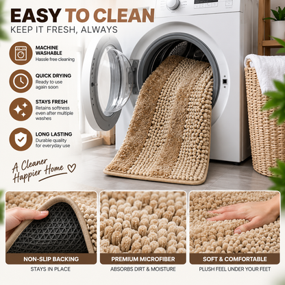 2PC Soft Beaded Bath Mat | Absorbent Non-Slip Floor Mat for Bathroom & Home