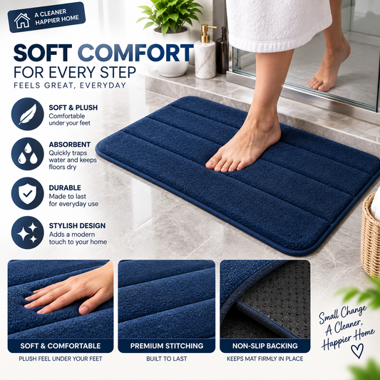 2PC Soft Plush Bath Mat | Non-Slip Absorbent Floor Mat for Bathroom & Home