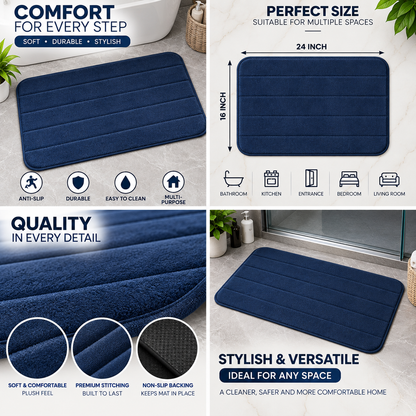 2PC Soft Plush Bath Mat | Non-Slip Absorbent Floor Mat for Bathroom & Home