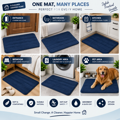 2PC Soft Plush Bath Mat | Non-Slip Absorbent Floor Mat for Bathroom & Home