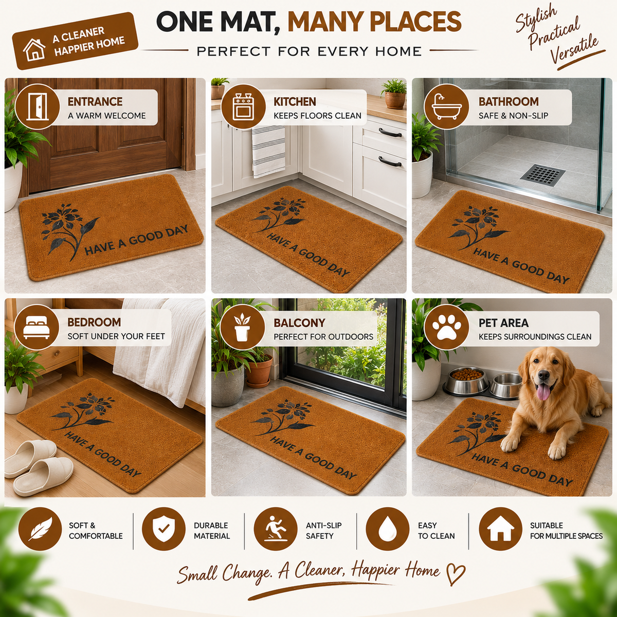 2PC Soft Non-Slip Entrance & Floor Mat | Have a Good Day Door Mat