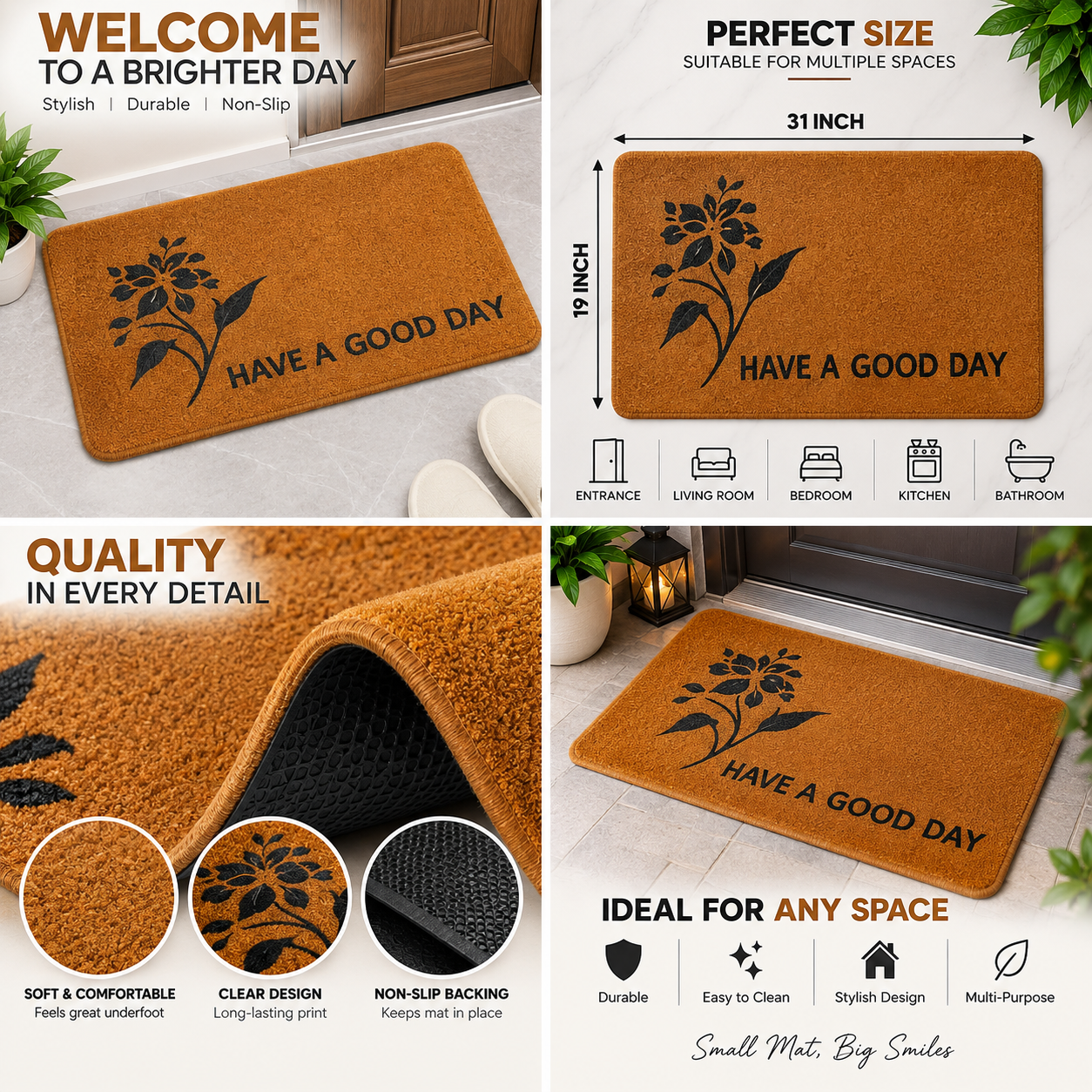 2PC Soft Non-Slip Entrance & Floor Mat | Have a Good Day Door Mat