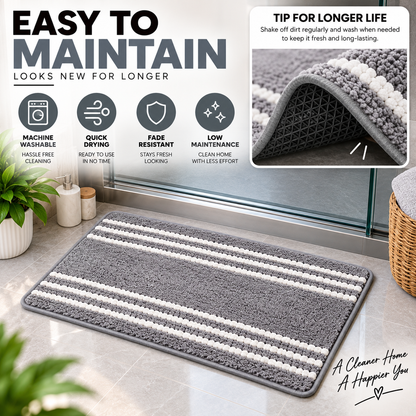2PC Soft Non-Slip Bath Mat | Absorbent Microfiber Floor Mat