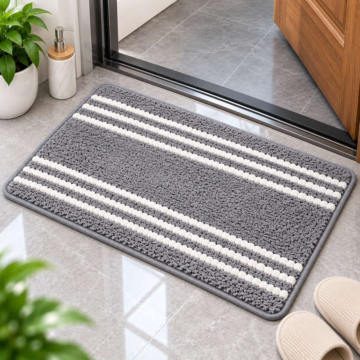 2PC Soft Non-Slip Bath Mat | Absorbent Microfiber Floor Mat
