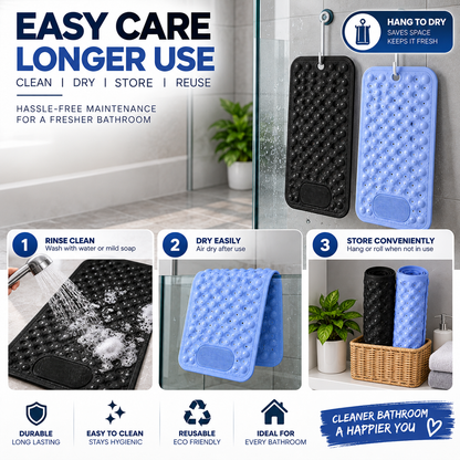 Anti-Slip Bath Mat with Suction Cups | Quick Drainage Shower Floor Mat