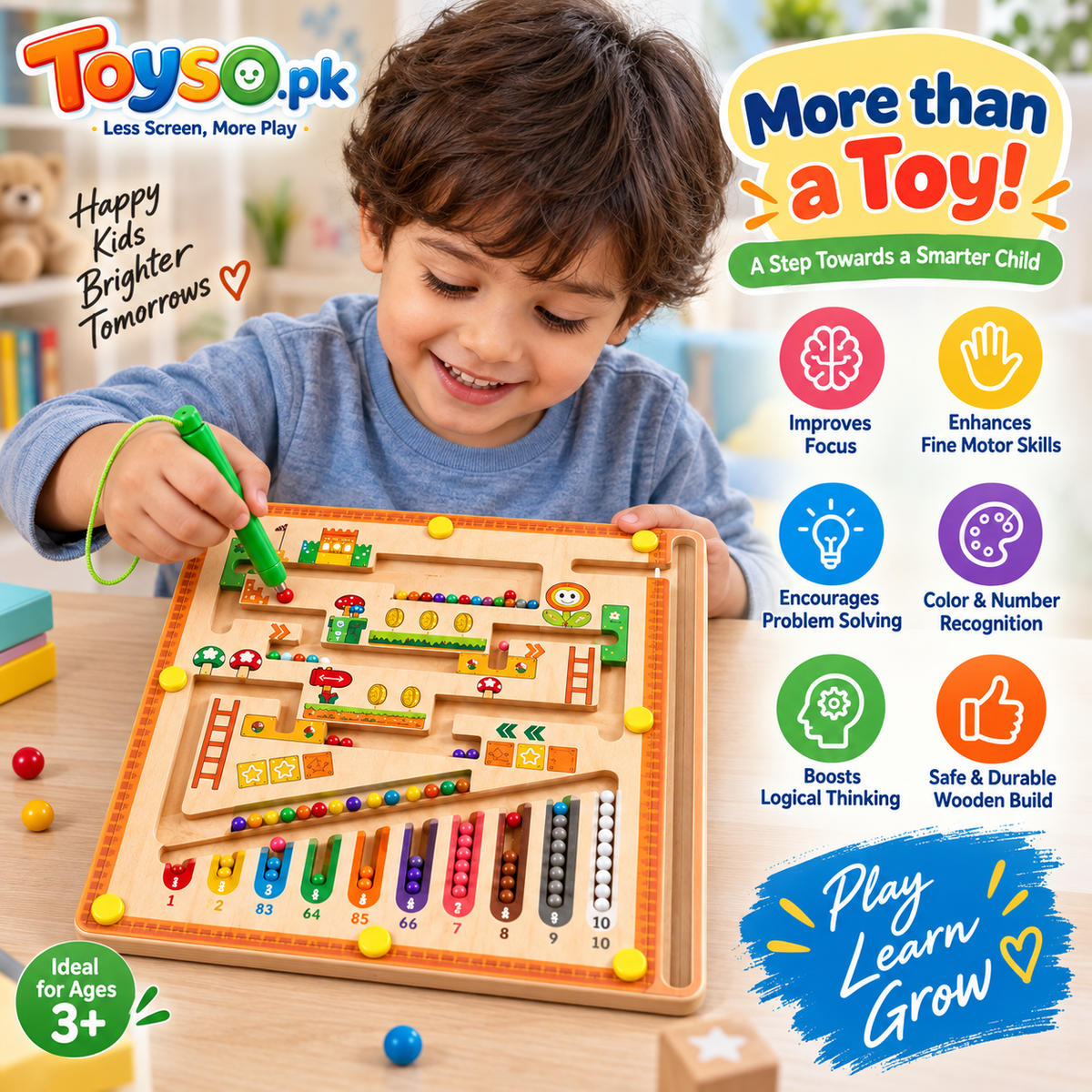 Magnetic Bead Counting Maze | Educational Math & Fine Motor Skills Learning Toy