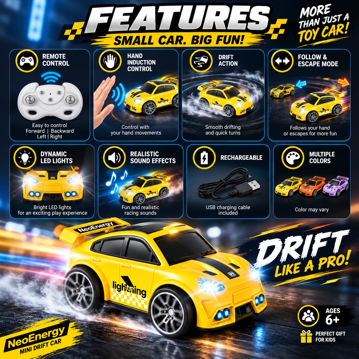 Remote & Induction Controlled Neo Energy Mini Drift Car