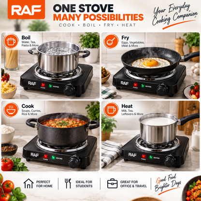 RAF Electric Stove 1000W | Single Hot Plate with Adjustable Heat Control