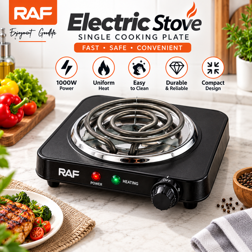 RAF Electric Stove 1000W | Single Hot Plate with Adjustable Heat Control