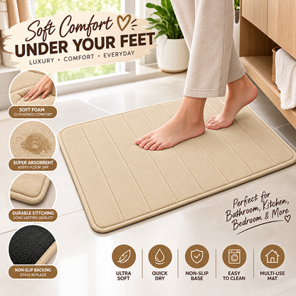 2PC Soft Foam Floor Mat Beige | Anti Slip Multi-Purpose Mat