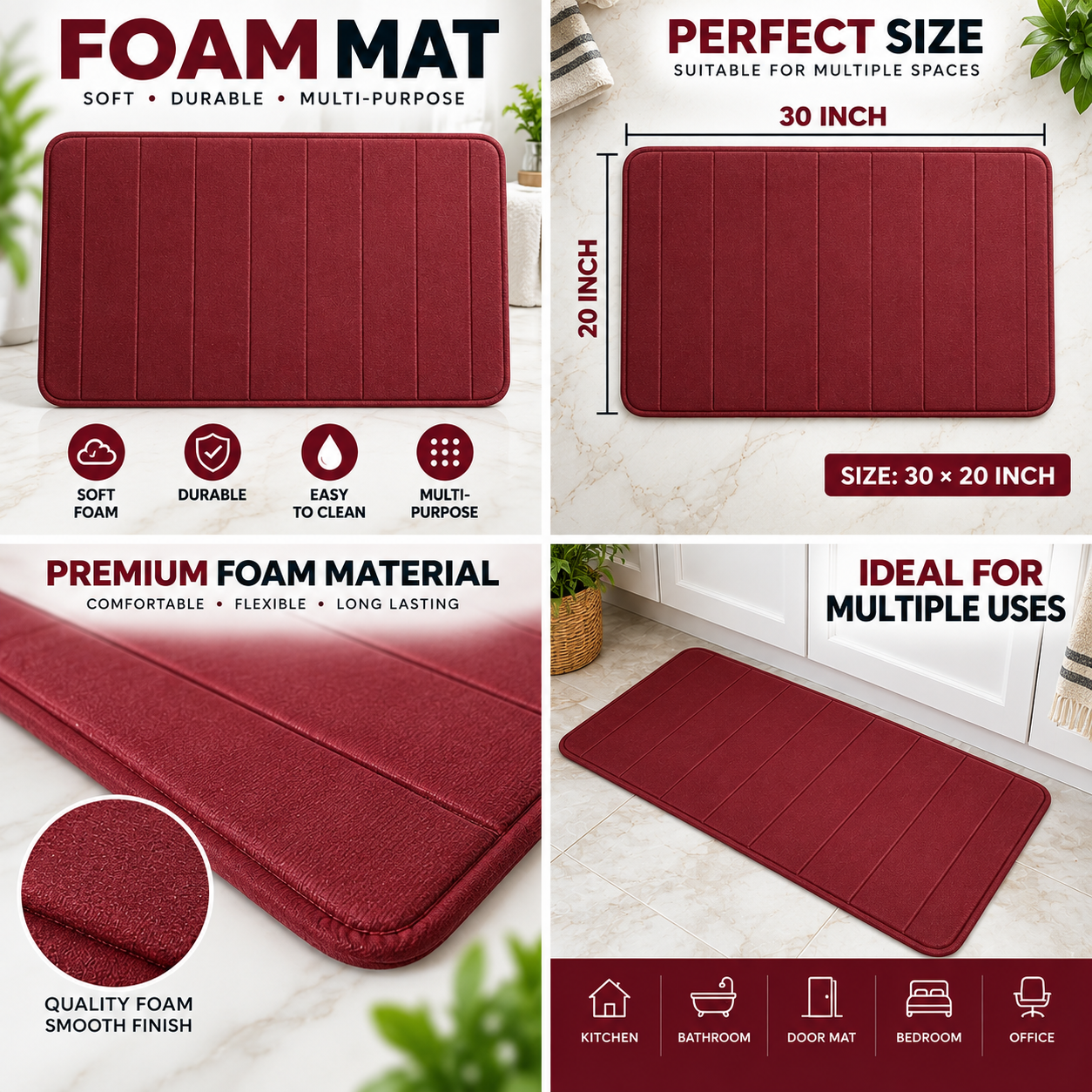 Multi-Purpose Foam Mat 30 × 20 Inch | Soft & Durable Floor Mat