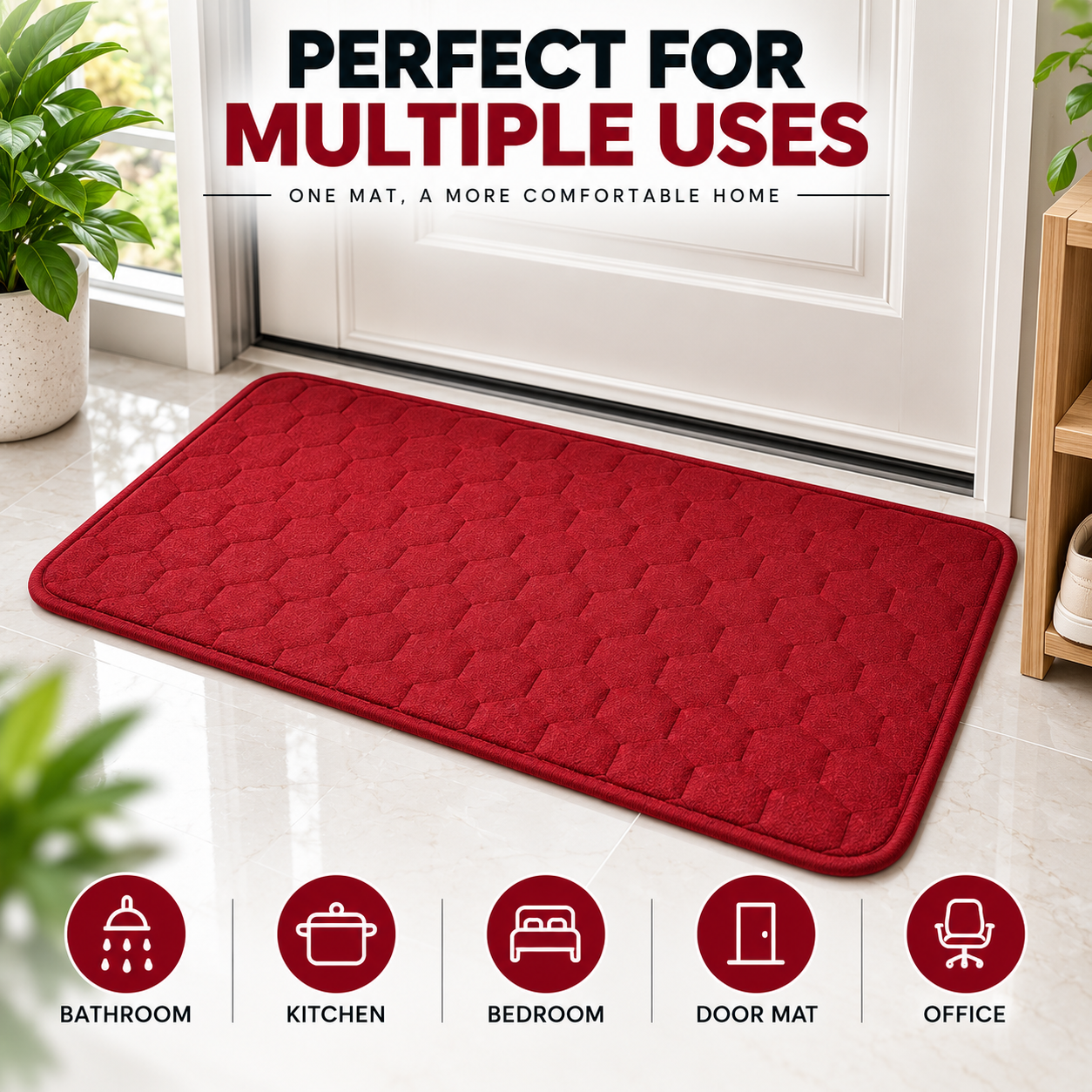 Soft Foam Floor Mat 30 × 20 Inch | Multi-Purpose Kitchen & Bathroom Mat