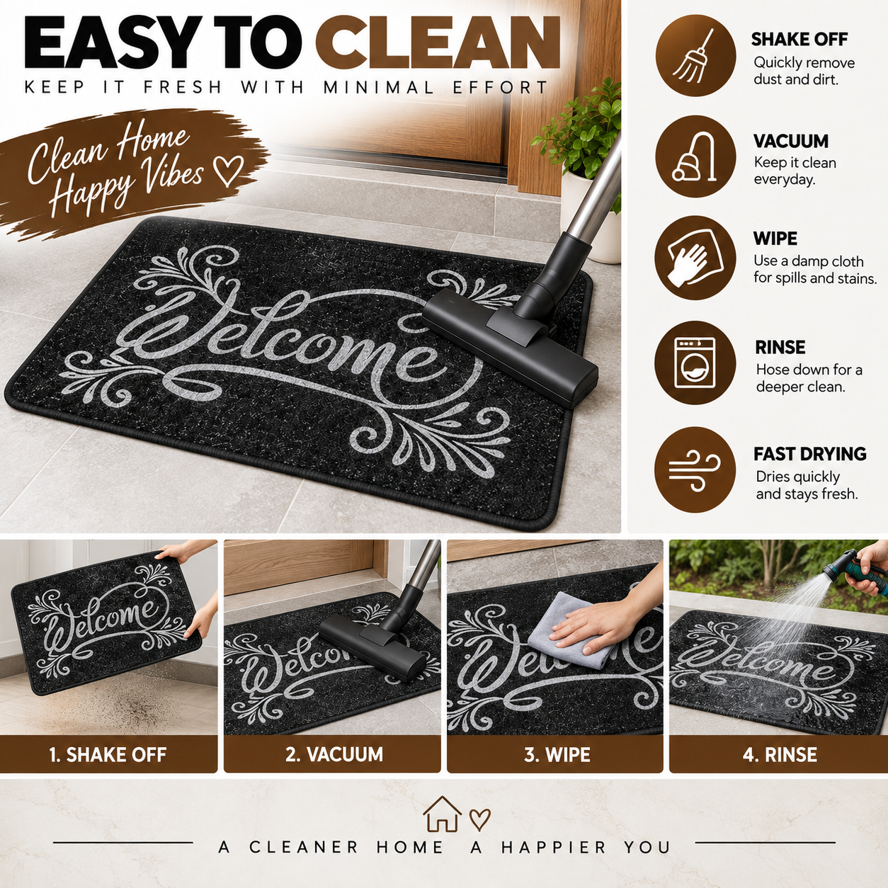 Welcome Door Mat 23 × 15 Inch | Non-Slip Entrance & Floor Mat