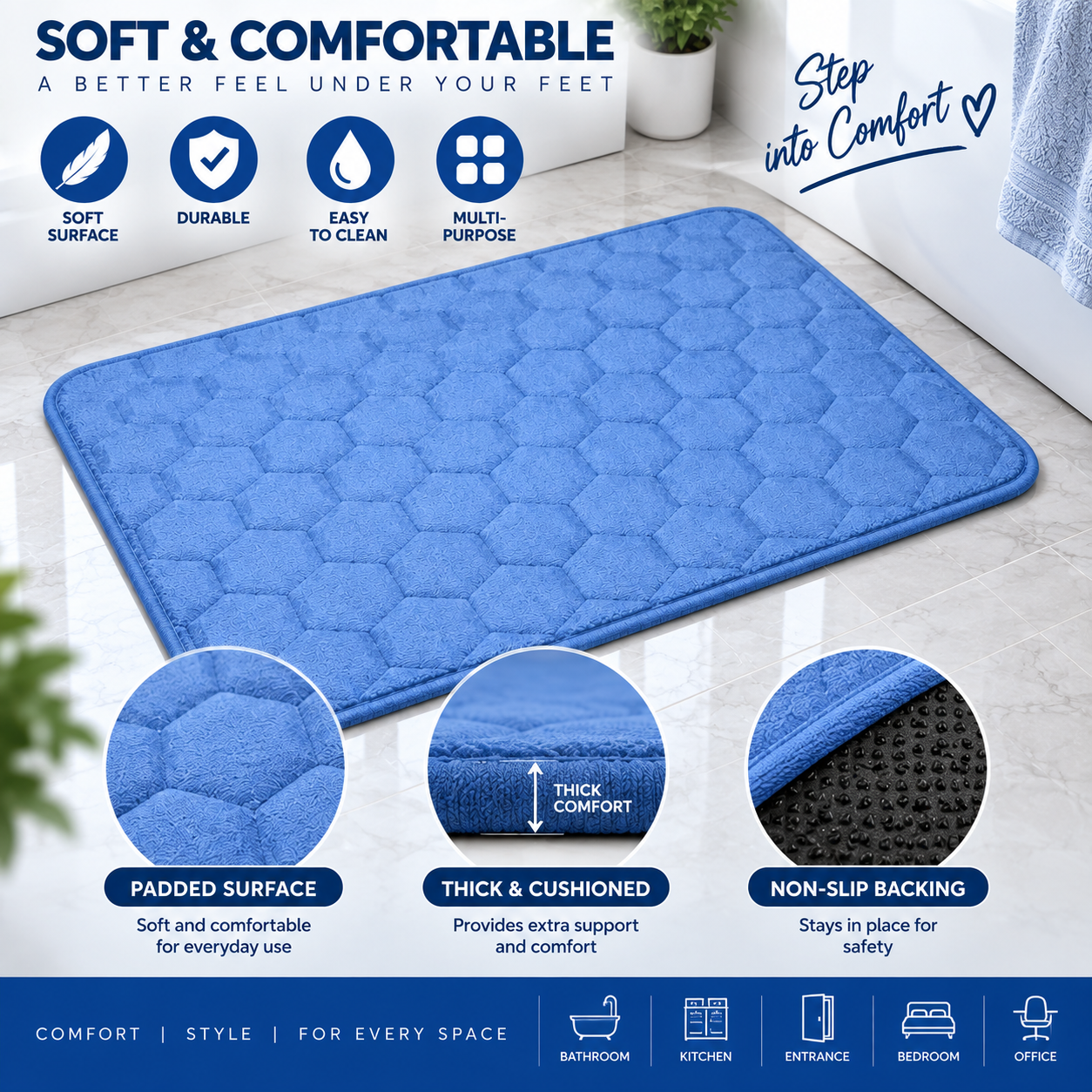 2PC Premium Padded Foam Floor Mat 23 × 15 Inch | Soft Multi-Purpose Mat
