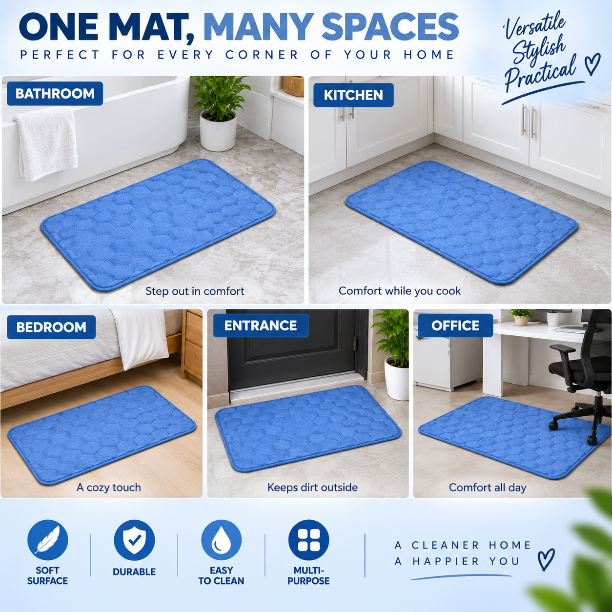 2PC Premium Padded Foam Floor Mat 23 × 15 Inch | Soft Multi-Purpose Mat