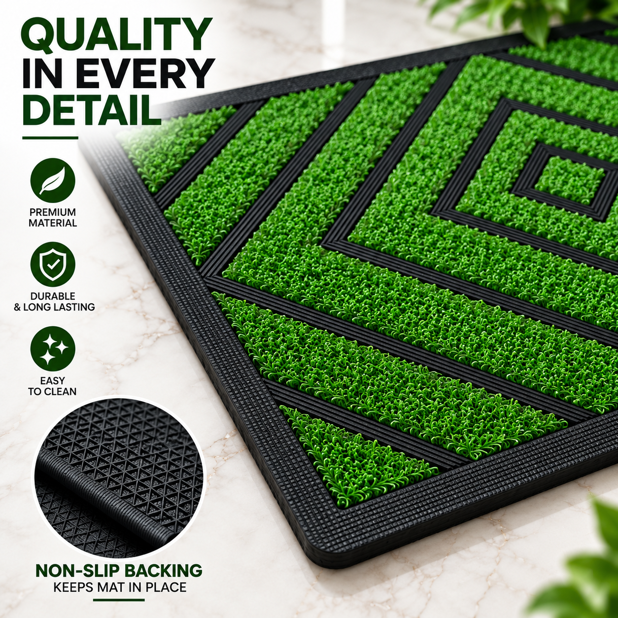 2PC Stylish Door Mat 30 × 18 Inch | Non-Slip Outdoor & Indoor Floor Mat