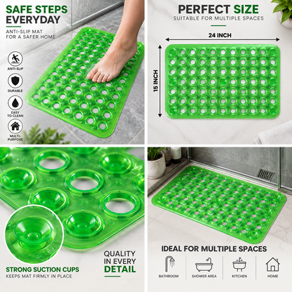 2PC Anti-Slip Bathroom Mat 24 × 15 Inch | Suction Cup Shower & Floor Mat