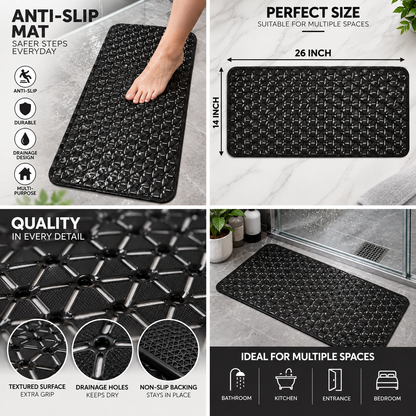 2PC Anti-Slip Bathroom Mat 26 × 14 Inch | Drainage Shower & Floor Mat