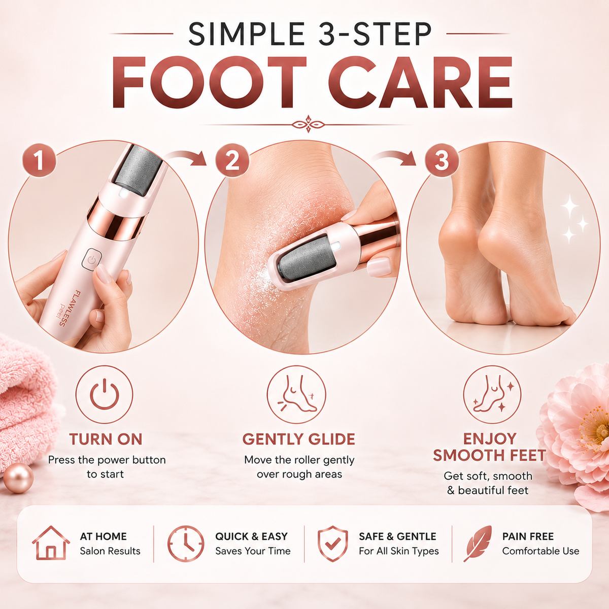 Rechargeable Electric Foot Callus Remover | Cordless Pedi Roller for Dry, Cracked Heels & Dead Skin