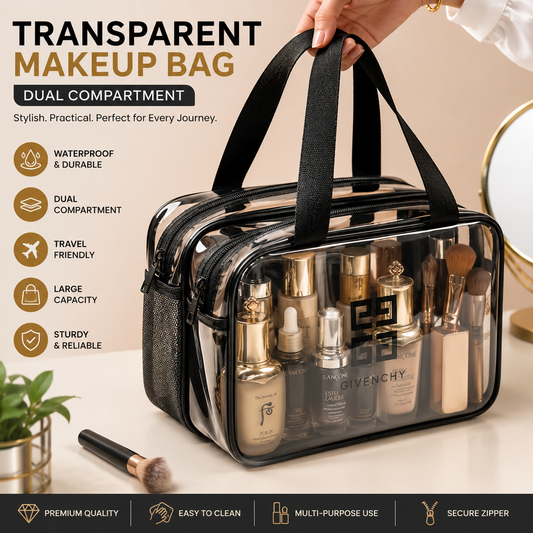 Women’s Transparent Waterproof Travel Wash Bag – Large Capacity Makeup & Toiletry Organizer