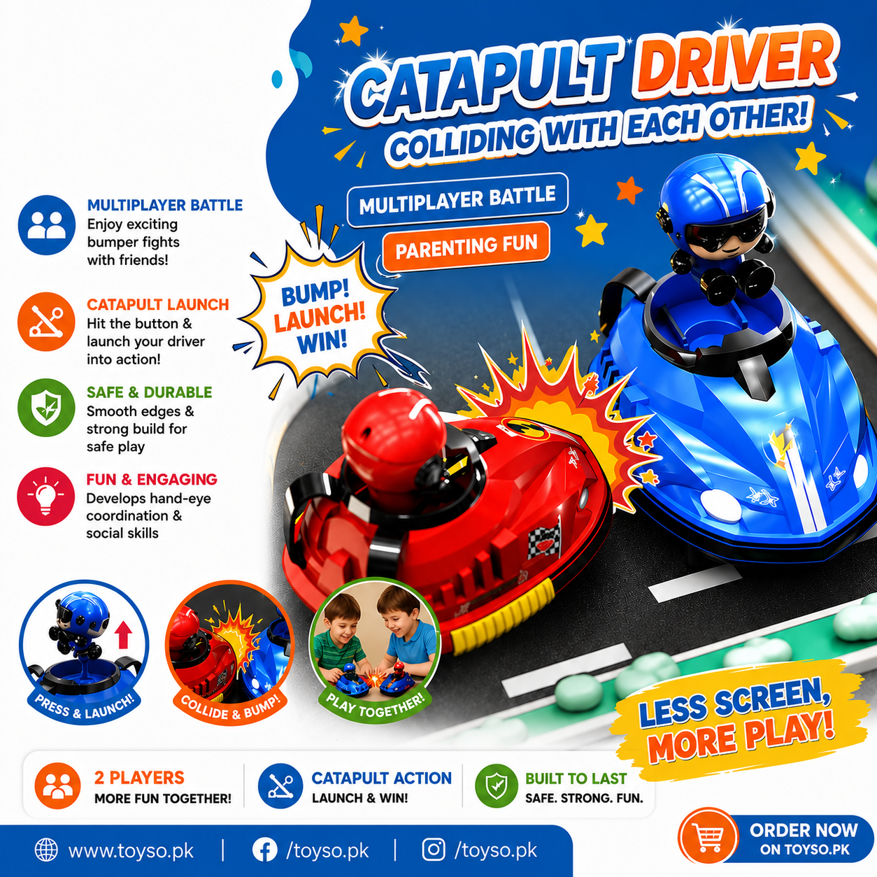 Multiplayer RC Bumper Cars for Kids – 2 Remote Control Cars with Pop-Up Drivers, Lights & Sounds