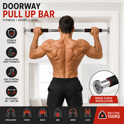Doorway Pull Up Bar - Adjustable Home Gym Fitness Bar (60-100cm)