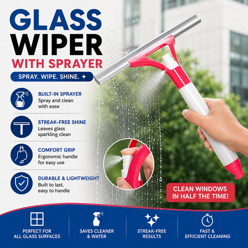 Shower Spray Glass Wiper – 2-in-1 Spray & Squeegee Cleaner for Windows & Tiles