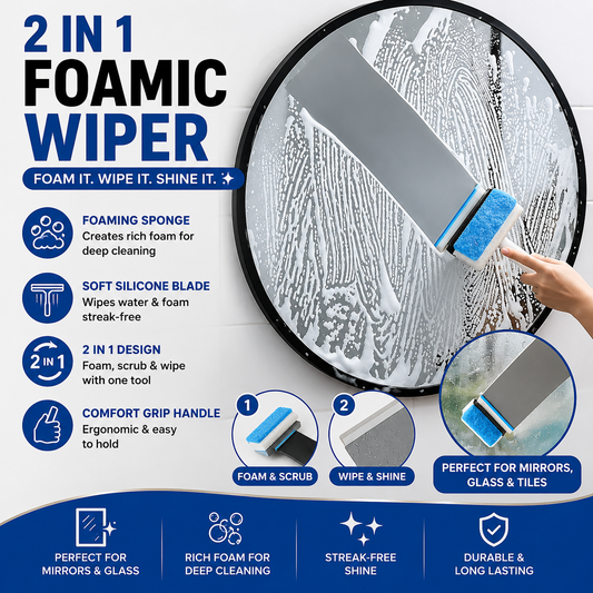 2-in-1 Window Cleaner Brush – Scrubber & Squeegee for Streak-Free Shine