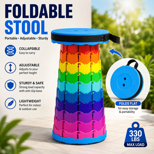 Foldable Portable Stool | Adjustable Telescopic Camping Stool | Heavy Duty Collapsible Seat for Fishing, Travel & Outdoor Use