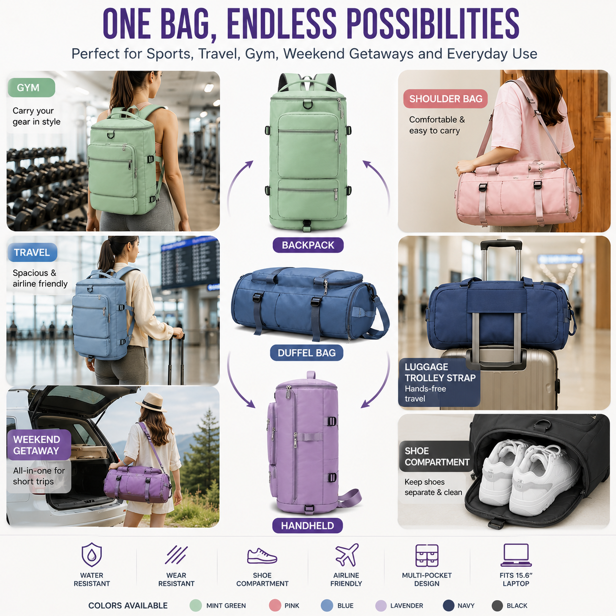 Trendy Travel & Gym Backpack – Multi-Purpose Large Capacity Bag
