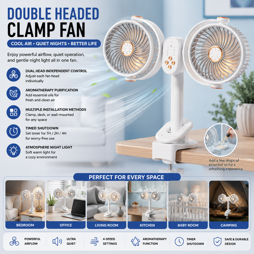 Portable Mini Circulating Fan with LED Display – Rechargeable Desktop Cooling Fan