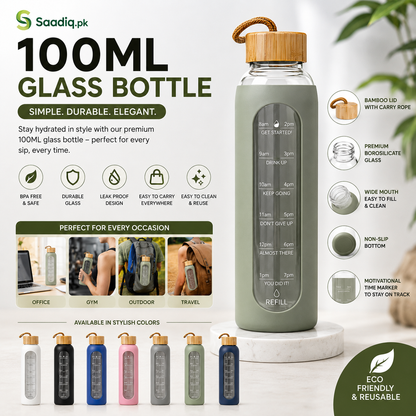 Motivational  Time Marker Water Bottle – Leakproof BPA Free Reusable Sports Bottle