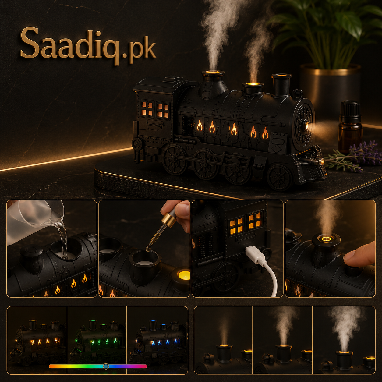 Train design essential oil humidifier - buy in Pakistan