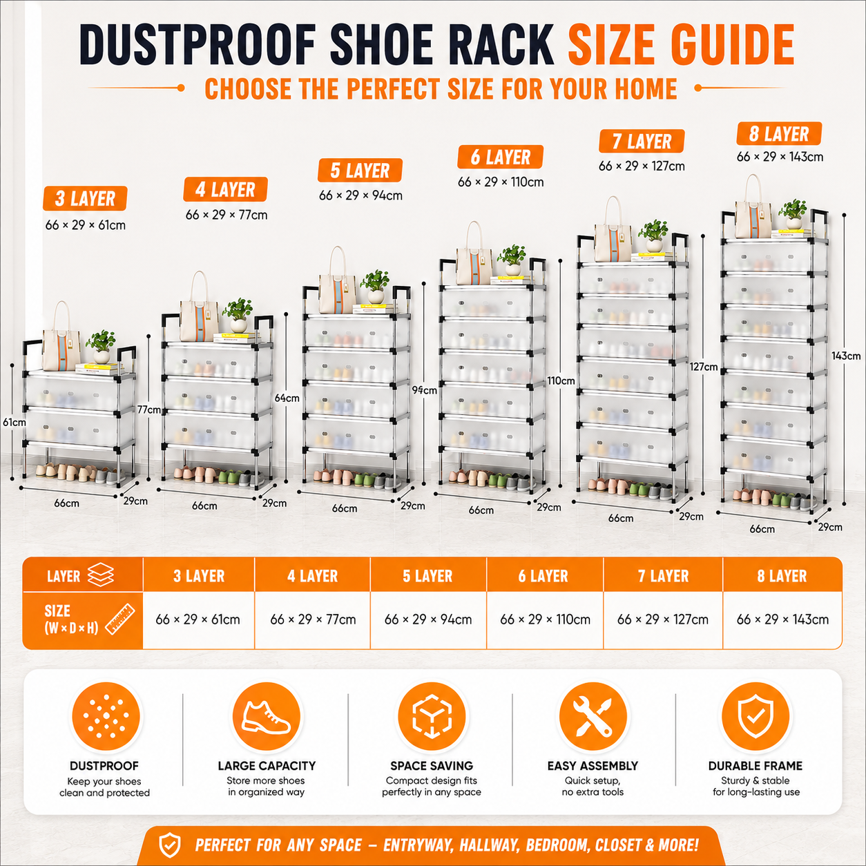 Space-saving dustproof shoe rack for apartments - Saadiq.pk Pakistan