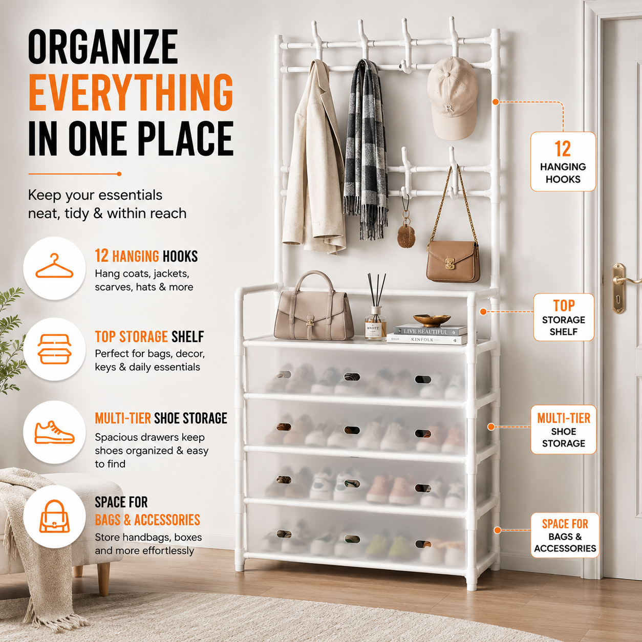 Space-saving shoe storage organizer rack - Saadiq.pk