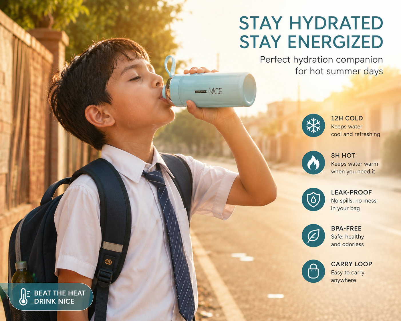 Leak-proof BPA free flask for school office - Saadiq.pk