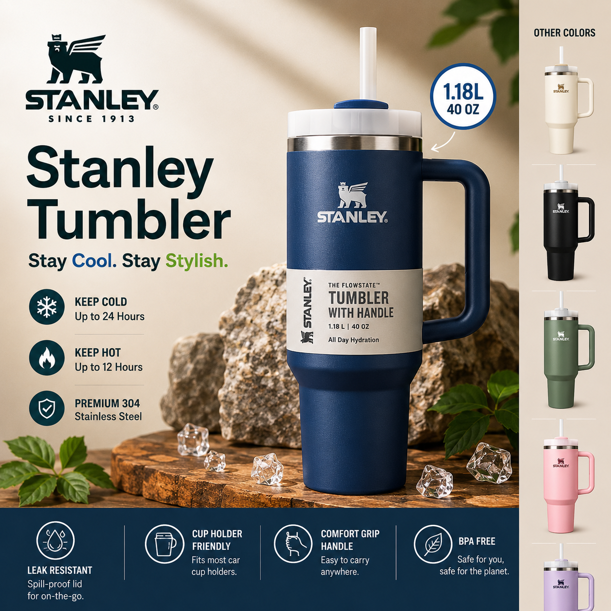 Large insulated tumbler with handle - Saadiq.pk