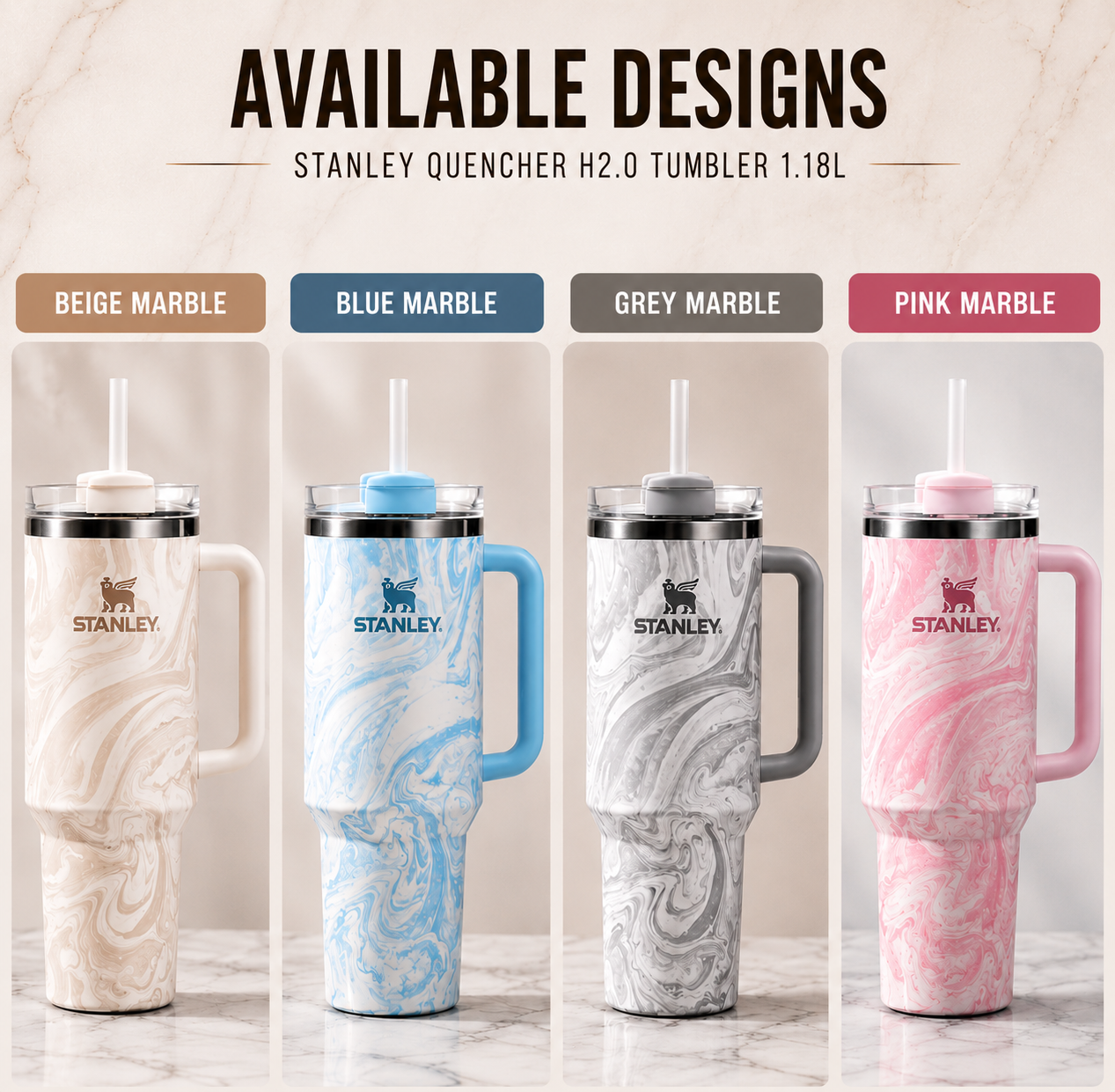Marble insulated travel tumbler with straw - buy in Pakistan