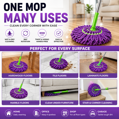 Self-wringing 360 spin floor mop - Saadiq.pk
