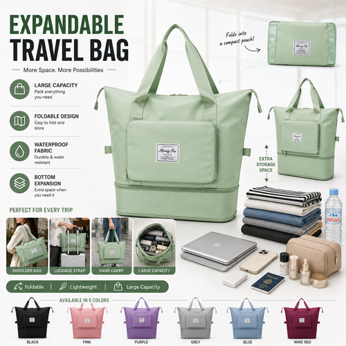 Foldable expandable travel bag with dry and wet separation - Saadiq.pk Pakistan