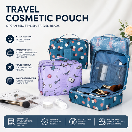 Travel Cosmetic Pouch – Waterproof & Large Capacity Makeup Bag