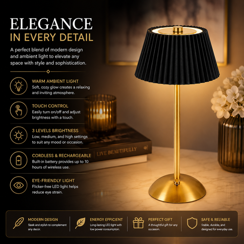 Cordless modern elegant LED touch lamp for bedroom - Saadiq.pk Pakistan
