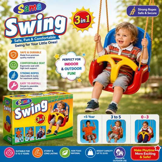 3-in-1 Kids Swing Seat – Adjustable Indoor & Outdoor Baby Swing with Safety Bar